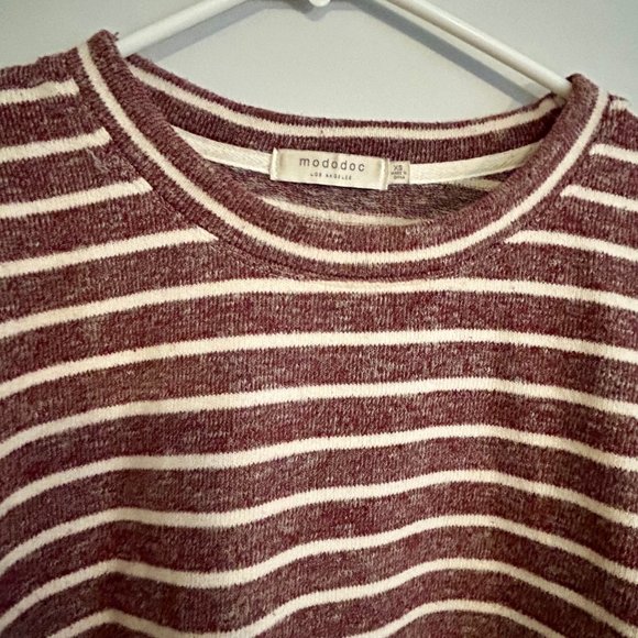 Dark-Purple Striped Mododoc Los Angeles Sweatshirt/Casual Sweater, Size XS - Picture 3 of 4